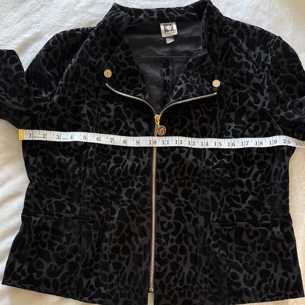 Anne Klein Black Patterned Bomber Jacket - Picture 11 of 15